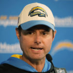 
              Los Angeles Chargers head coach Brandon Staley responds to questions after an NFL football game against the Denver Broncos, Sunday, Jan. 8, 2023, in Denver. (AP Photo/David Zalubowski)
            