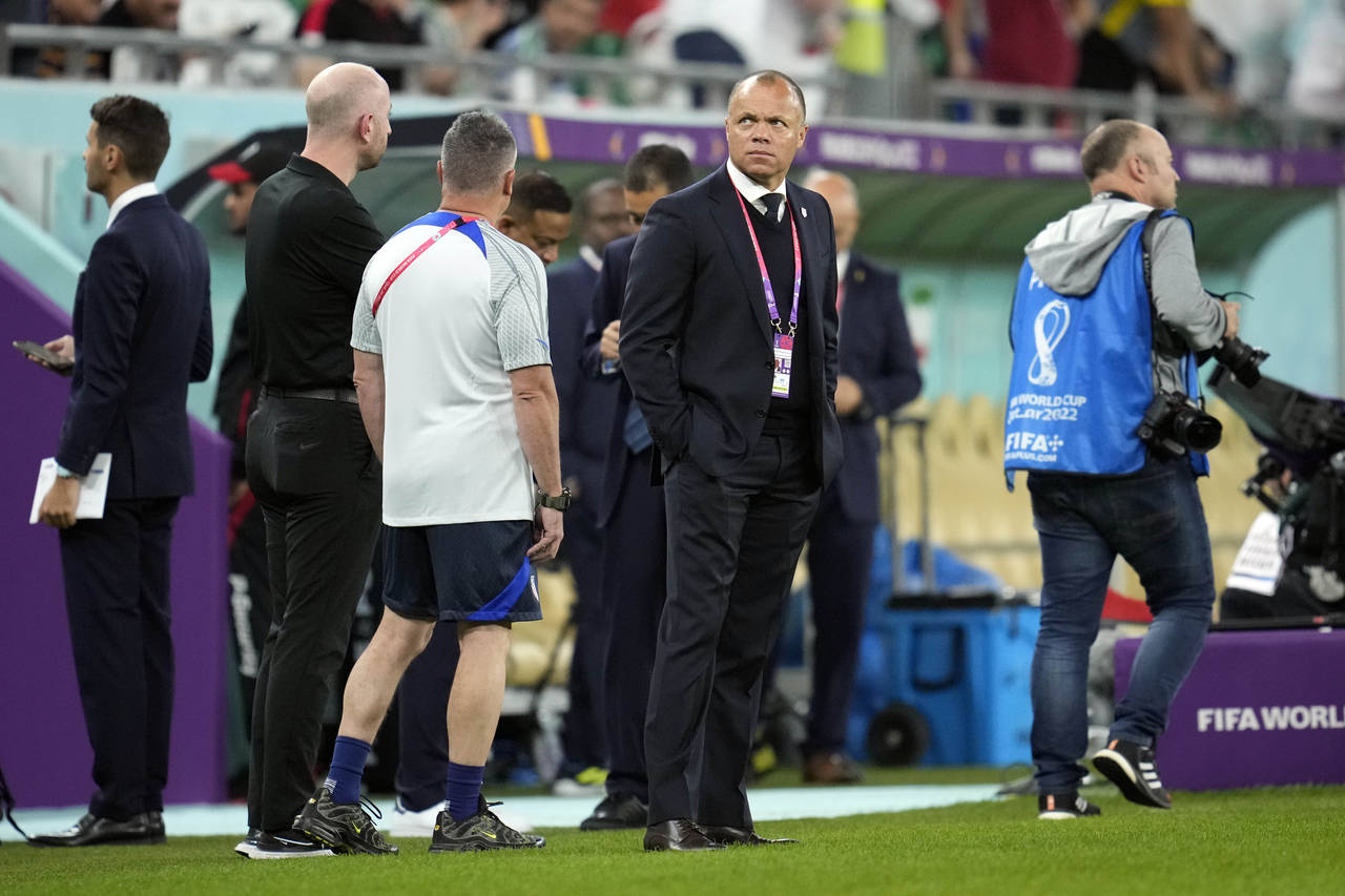 FILE - U.S. Soccer Federation sporting director Earnie Stewart stands on the field before the World...