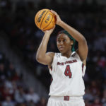 
              South Carolina forward Aliyah Boston shoots a 3-pointer against Auburn during the first half of an NCAA college basketball game in Columbia, S.C., Thursday, Jan. 5, 2023. (AP Photo/Nell Redmond)
            