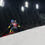 
              United States' Mikaela Shiffrin speeds down the course during an alpine ski, women's World Cup slalom in Flachau, Austria, Tuesday, Jan.10, 2023. (AP Photo/Giovanni Auletta)
            