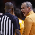 
              Tennessee head coach Rick Barnes yells at an official during the second half of an NCAA college basketball game against Kentucky, Saturday, Jan. 14, 2023, in Knoxville, Tenn. (AP Photo/Wade Payne)
            