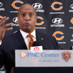 
              Chicago Bears new President & CEO Kevin Warren speaks during an NFL football news conference at Halas Hall in Lake Forest, Ill., Tuesday, Jan. 17, 2023.  (AP Photo/Nam Y. Huh)
            