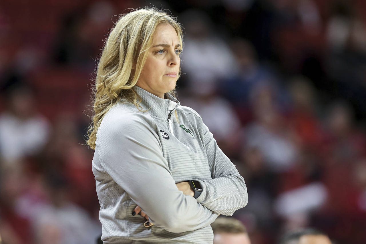 Baylor Nicki Collen stands on the sidelines in the first quarter during an NCAA college basketball ...