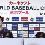 
              Shohei Ohtani, left, of Los Angeles Angels, and Japan's manager Hideki Kuriyama, right, attend a press conference in Tokyo, Japan, Friday, Jan. 6, 2023. Japan officials on Friday named 12 members of the World ,Baseball Classic team that will represent the country. The World Baseball Classic will be played March 8-21.(Iori Sagisawa/Kyodo News via AP)
            