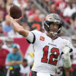 
              Tampa Bay Buccaneers quarterback Tom Brady passes during the first half of an NFL football game between the Carolina Panthers and the Tampa Bay Buccaneers on Sunday, Jan. 1, 2023, in Tampa, Fla. (AP Photo/Chris O'Meara)
            