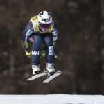 
              Norway's Ragnhild Mowinckel speeds down the course during an alpine ski, women's World Cup super-G, in Cortina d'Ampezzo, Italy, Sunday, Jan. 22, 2023. (AP Photo/Gabriele Facciotti)
            