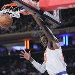 
              New York Knicks forward Julius Randle dunks in the first half of an NBA basketball game against the Los Angeles Clippers, Saturday, Feb. 4, 2023, at Madison Square Garden in New York. (AP Photo/Mary Altaffer)
            