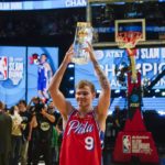
              Mac McClung of the Philadelphia 76ers reacts after winning the slam dunk competition of the NBA basketball All-Star weekend Saturday, Feb. 18, 2023, in Salt Lake City. (AP Photo/Rick Bowmer)
            