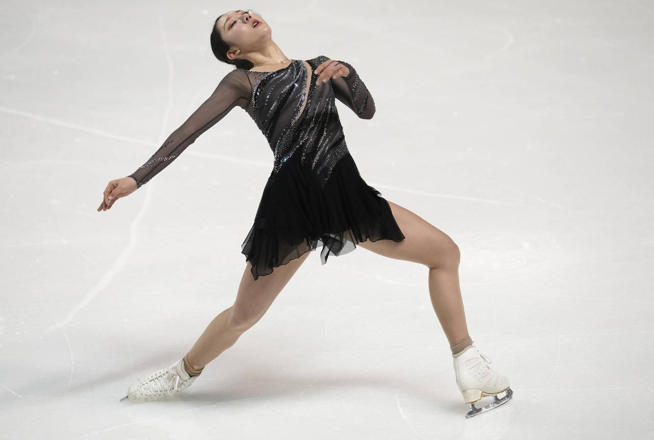 Kim Ye-lim, of South Korea, performs in the women's short program at the Four Continents Figure Ska...