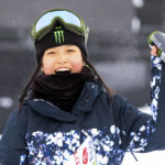 
              FILE -South Korea's Gaon Choi celebrates on the Winter X Games Aspen podium after winning a gold medal in the women's snowboard halfpipe final on Saturday, Jan. 28, 2023, at Buttermilk Ski Area i Aspen, Colo. The South Korean snowboarder at 14 years old became the youngest women's snowboard halfpipe winner at last month's X Games. (Austin Colbert/The Aspen Times via AP, File)
            