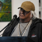 
              Meldon Fulwilder speaks during a news conference by Native American advocacy groups, Thursday, Feb. 9, 2023, in Phoenix. The groups are calling for the NFL football team Kansas City Chiefs to drop their name, logo and their trademark “war chant” where fans make a chopping-hand gesture mimicking the Native American tomahawk. They play to demonstrate outside State Farm Stadium in the Phoenix suburb of Glendale during the Super Bowl 57 NFL football game. (AP Photo/Rick Scuteri)
            
