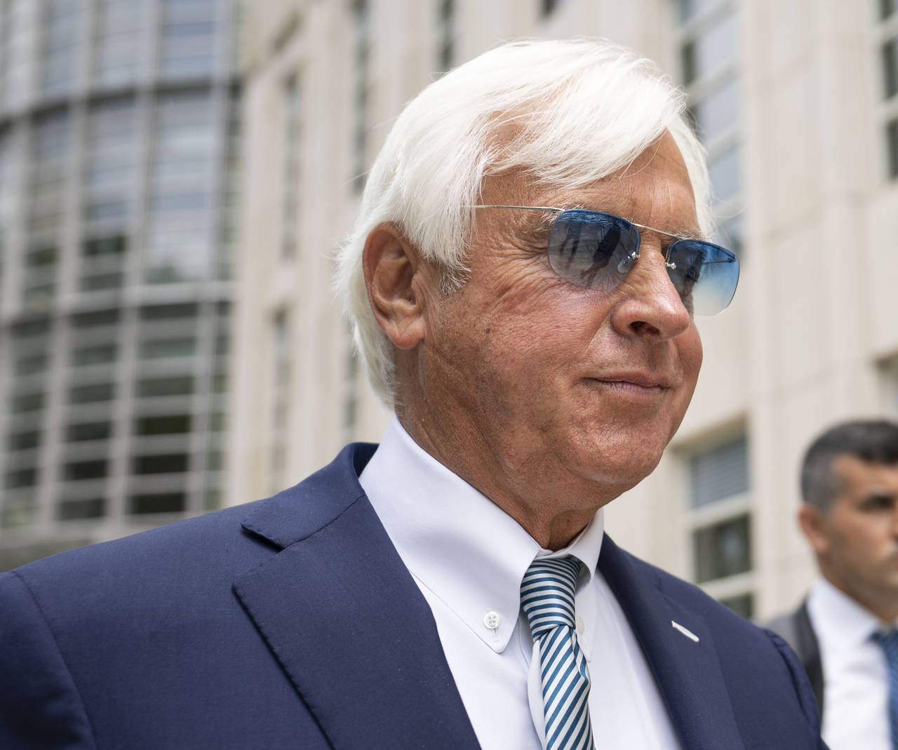 FILE - Horse trainer Bob Baffert leaves federal court July 12, 2021, in the Brooklyn borough of New...