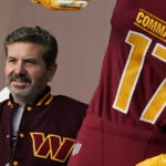 
              FILE - Washington Commanders owner Dan Snyder poses for photos during an event to unveil the NFL football team's new identity, Feb. 2, 2022, in Landover, Md. The Washington Commanders are denying the contents of a report about the team’s sale process and demands being made by owner Dan Snyder. The team in a statement late Monday, Feb. 27, 2023, said a story published hours earlier by The Washington Post is “simply untrue.” (AP Photo/Patrick Semansky, File)
            