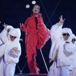 
              Rihanna performs during the halftime show at the NFL Super Bowl 57 football game between the Kansas City Chiefs and the Philadelphia Eagles, Sunday, Feb. 12, 2023, in Glendale, Ariz. (AP Photo/Brynn Anderson)
            