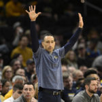 
              Marquette head coach Shaka Smart gestures during the first half of an NCAA college basketball game against Georgetown, Saturday, Feb. 11, 2023, in Washington. (AP Photo/Nick Wass)
            