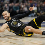 
              Golden State Warriors guard Stephen Curry (30) looks to a referee for a foul call during the second half of an NBA basketball game against the Minnesota Timberwolves, Wednesday, Feb. 1, 2023, in Minneapolis. (AP Photo/Abbie Parr)
            