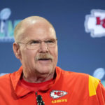 
              Kansas City Chiefs head coach Andy Reid smiles prior to answering a question during an NFL football media availability in Scottsdale, Ariz., Thursday, Feb. 9, 2023. The Chiefs will play against the Philadelphia Eagles in Super Bowl 57 on Sunday. (AP Photo/Ross D. Franklin)
            