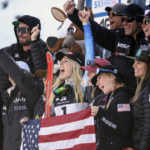 
              United States' Mikaela Shiffrin celebrates her silver medal of the women's World Championship slalom, in Meribel, France, Saturday Feb. 18, 2023. (AP Photo/Alessandro Trovati)
            