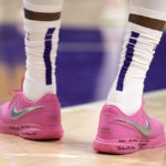 
              Los Angeles Lakers forward LeBron James' shoes are seen during the first half of an NBA basketball game against the Oklahoma City Thunder Tuesday, Feb. 7, 2023, in Los Angeles. (AP Photo/Ashley Landis)
            