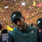 
              Philadelphia Eagles head coach Nick Sirianni reacts after losing the NFL Super Bowl 57 football game against the Kansas City Chiefs, Sunday, Feb. 12, 2023, in Glendale, Ariz. The Chiefs defeated the Philadelphia Eagles 38-35. (AP Photo/Abbie Parr)
            