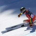 
              Switzerland's Lara Gut Behrami speeds down the course during the super G portion of an alpine ski, women's World Championship combined race, in Meribel, France, Monday, Feb. 6, 2023. (AP Photo/Alessandro Trovati)
            