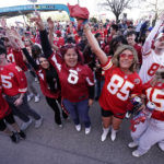 
              Kansas City Chiefs fans cheer prior to the NFL Super Bowl 57 football game between the Kansas City Chiefs and the Philadelphia Eagles, Sunday, Feb. 12, 2023, in Glendale, Ariz. (AP Photo/Charlie Riedel)
            