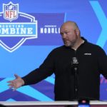 
              New York Jets general manager Joe Douglas speaks during a news conference at the NFL football scouting combine, Tuesday, Feb. 28, 2023, in Indianapolis. (AP Photo/Darron Cummings)
            
