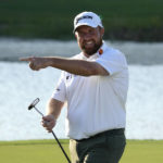 
              Shane Lowry, of Ireland, reacts after making a birdie putt on the 17th green during the second round of the Honda Classic golf tournament, Friday, Feb. 24, 2023, in Palm Beach Gardens, Fla. (AP Photo/Lynne Sladky)
            