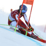 
              Austria's Marco Schwarz speeds down the course during an alpine ski World Championships men's giant slalom, in Courchevel, France, Friday, Feb. 17, 2023. (AP Photo/Alessandro Trovati)
            