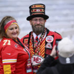 
              Fans pose for a photo during the Kansas City Chiefs' victory celebration and parade in Kansas City, Mo., Wednesday, Feb. 15, 2023. The Chiefs defeated the Philadelphia Eagles Sunday in the NFL Super Bowl 57 football game. (AP Photo/Reed Hoffmann)
            