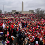 
              Fans gather for the Kansas City Chiefs' victory celebration and parade in Kansas City, Mo., Wednesday, Feb. 15, 2023, following the Chiefs' win over the Philadelphia Eagles Sunday in the NFL Super Bowl 57 football game. (AP Photo/Reed Hoffman)
            