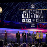 
              The Pro football Hall of Fame class of 2023 poses during the NFL Honors award show ahead of the Super Bowl 57 football game,Thursday, Feb. 9, 2023, in Phoenix. (AP Photo/David J. Phillip)
            