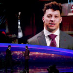 
              AP Most Valuable Player Kansas City Chiefs' Patrick Mahomes accepts his award, in a recorded message, during the NFL Honors award show ahead of the Super Bowl 57 football game, Thursday, Feb. 9, 2023, in Phoenix. (AP Photo/David J. Phillip)
            