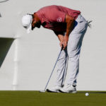 
              Jon Rahm reacts to a missed putt on the 16th hole during the final round of the Phoenix Open golf tournament, Sunday, Feb. 12, 2023, in Scottsdale, Ariz. (AP Photo/Darryl Webb)
            
