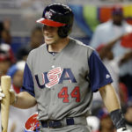
              FILE - United States' Paul Goldschmidt (44) walks off after striking out during a first-round game of the World Baseball Classic against the Dominican Republic, on March 11, 2017, in Miami. Major League Baseball’s new pitch clock, limits on shifts and larger bases will not be used during the World Baseball Classic. The three innovations will be debuted during the spring training exhibition season that starts Feb. 24. The 20-team national team tournament runs from March 8-21, and players will return to their clubs for more exhibition games with the new rules ahead of opening day on March 30. (AP Photo/Lynne Sladky, File0
            