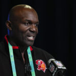 
              Tampa Bay Buccaneers head coach Todd Bowles speaks during a press conference at the NFL football scouting combine in Indianapolis, Tuesday, Feb. 28, 2023. (AP Photo/Michael Conroy)
            