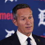 
              FILE -  Detroit Tigers baseball team owner Chris Ilitch addresses the media during a baseball news conference on Aug. 10, 2022, in Detroit. Concerned over a possible bankruptcy of the company that owns local broadcasting rights for 14 of the 30 teams, Major League Baseball has formed a new economic study committee that will gather next week at the owners’ meetings in Palm Beach, Fla. Los Angeles Dodgers chairman Mark Walter and Detroit Tigers chairman Chris Ilitch are among the committee members, the person said.  (AP Photo/Carlos Osorio, File)
            
