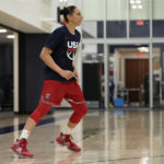 
              Diana Taurasi takes part in drills during a minicamp for the U.S women's national basketball team, Tuesday, Feb. 7, 2023, in Minneapolis. (AP Photo/Abbie Parr)
            