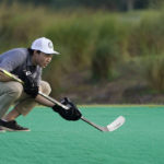 
              Dallas Star left wing Jason Robertson looks at his shot on the green during a golf skills competition using hockey sticks, Wednesday, Feb. 1, 2023, in Plantation, Fla. The event was part of the NHL All Star weekend. (AP Photo/Marta Lavandier)
            