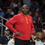
              Atlanta Hawks head coach Nate McMillan looks on from the bench during the first half of an NBA basketball game against the Phoenix Suns, Thursday, Feb. 9, 2023, in Atlanta. (AP Photo/John Bazemore)
            