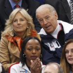 
              FILE - United States Vice President Joe Biden and his wife Jill attend the pairs figure skating competition the 2010 Vancouver Olympic Winter Games in Vancouver on Sunday Feb. 14, 2010. (AP Photo/The Canadian Press, Robert Skinner, File)
            