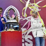 
              NFC captain Pete Davidson, right, reacts as he stands next to head coach Eli Manning and the trophy after the NFC defeated AFC at the NFL Pro Bowl games, Sunday, Feb. 5, 2023, in Las Vegas. (AP Photo/David Becker)
            