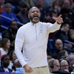 
              Cleveland Cavaliers head coach J. B. Bickerstaff gestures in the first half of an NBA basketball game against the New Orleans Pelicans in New Orleans, Friday, Feb. 10, 2023. (AP Photo/Matthew Hinton)
            