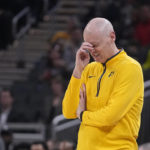 
              Indiana Pacers coach Rick Carlisle reacts during the first half of the team'ssNBA basketball game against the Chicago Bulls, Wednesday, Feb. 15, 2023, in Indianapolis. (AP Photo/Darron Cummings)
            