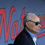 
              FILE - Washington Nationals owner Ted Lerner is shown in the dugout before a spring training baseball game against the Houston Astros, Feb. 28, 2017 in West Palm Beach, Fla. Washington Nationals founder Ted Lerner has died. He was 97. Lerner bought the team from Major League Baseball in 2006 for $450 million. He was managing principal owner until ceding that role to son Mark in 2018. (AP Photo/John Bazemore, file)
            