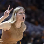 
              Tennessee head coach Kellie Harper yells to her players during the second half of an NCAA college basketball game against South Carolina, Thursday, Feb. 23, 2023, in Knoxville, Tenn. (AP Photo/Wade Payne)
            