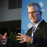 
              Carolina Panthers head coach Frank Reich answers a question during a news conference introducing him as the NFL football team's new head coach in Charlotte, N.C., Tuesday, Jan. 31, 2023. (AP Photo/Nell Redmond)
            