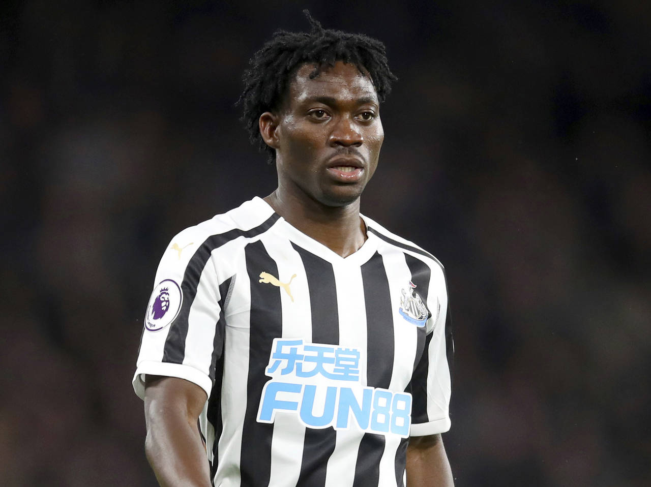 FILE - Christian Atsu plays for Newcastle United, Jan. 12, 2019. Search teams have recovered the bo...