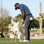 
              Sahith Theegala putts on the second hole during the first round of the Phoenix Open golf tournament Thursday, Feb. 9, 2023, in Scottsdale, Ariz. (AP Photo/Darryl Webb)
            