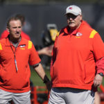 
              Kansas City Chiefs head coach Andy Reid, right, talks with defensive coordinator Steve Spagnuolo during an NFL football practice in Tempe, Ariz., Thursday, Feb. 9, 2023. The Chiefs will play against the Philadelphia Eagles in Super Bowl 57 on Sunday. (AP Photo/Ross D. Franklin)
            
